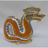 ROYAL CROWN DERBY IMARI PATTERN DRAGON PAPERWEIGHT WITH GOLD STOPPER Condition Report: