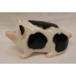 GRISELDA HILL BLACK AND WHITE POTTERY PIG - 16 CM LONG