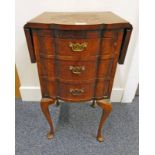19TH CENTURY WALNUT BEDSIDE CHEST WITH 3 DRAWERS,
