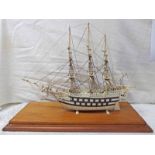 19TH CENTURY FRENCH NAPOLEONIC PRISONER OF WAR BONE MODEL OF A 3 MASTED 30 GUN SHIP,