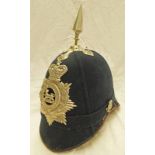 HAMPSHIRE 1ST VOLUNTEER BATTALION HAT, CLOTH EXTERIOR, CAP BADGE TO FRONT, SPIKE TO TOP (AF),