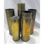 5 WORLD WAR ONE TRENCH ART/SHELL CRAFT ARTILLERY SHELLS