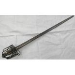MID 18TH CENTURY SCOTTISH BASKET HILTED BACKSWORD THE DOUBLE FULLERED BLADE INSCRIBED ANDREA FERARA,
