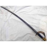 CONTINENTAL THREE BAR SWORD WITH 91CM LONG CARVED FULLERED BLADE,