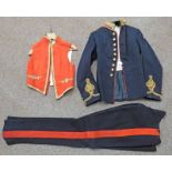 EARL OF DALHOUSIE ROYAL ARTILLERY DRESS MESS UNIFORM COMPRISING OF A BLUE JACKET WITH BULLION