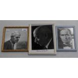 3 FRAMED SIGNED PHOTOGRAPHS TO INCLUDE HENRY MOORE, ADRIAN C.