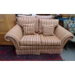 DURESTA OVERSTUFFED STRIPED 2 SEATER SCROLL ARM SETTEE