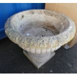 CONCRETE GARDEN PLANTER ON PEDESTAL,