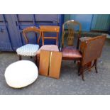 19TH CENTURY MAHOGANY DINING CHAIR ON QUEEN-ANNE SUPPORTS AND 2 OTHER CHAIRS,