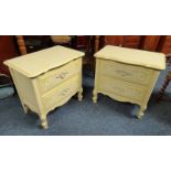 2 WHITE CABINETS OF 2 DRAWERS WITH SHAPED TOPS,