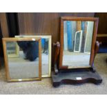 19TH CENTURY MAHOGANY DRESSING MIRROR AND 2 OTHER MIRRORS