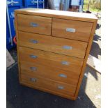 OAK CHEST OF 2 SHORT OVER 4 LONG DRAWERS,