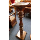 19TH CENTURY MAHOGANY PLANT STAND WITH TURNED COLUMN,