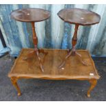 WALNUT RECTANGULAR COFFEE TABLE ON QUEEN ANNE SUPPORTS,