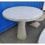 PINK GRANITE CIRCULAR PEDESTAL GARDEN TABLE,