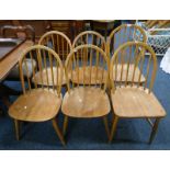 SET OF 4 ERCOL BLONDE BEECH WINDSOR CHAIRS,