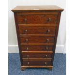 MAHOGANY CHEST OF 6 DRAWERS ON BRACKET SUPPORTS,