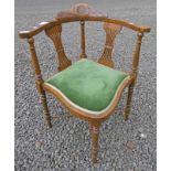 LATE 19TH CENTURY MAHOGANY CORNER CHAIR ON TURNED SUPPORTS