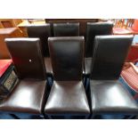 SET OF 6 LEATHER UPHOLSTER DINING CHAIRS ON SQUARE SUPPORTS