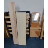 FOLDING BEDFRAME, SMALL OPEN BOOKCASE,