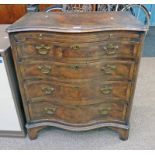 19TH CENTURY MAHOGANY CHEST WITH SLIDE OVER 4 DRAWERS WITH SERPENTINE FRONT ON BRACKET SUPPORTS,