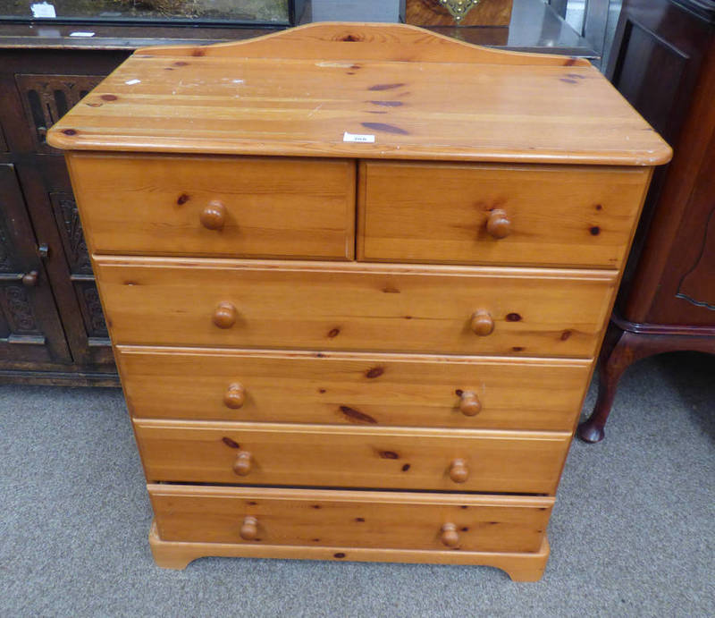 PINE CHEST OF 2 SHORT OVER 4 LONG DRAWERS.