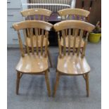 SET OF 4 OAK KITCHEN CHAIRS ON TURNED SUPPORTS