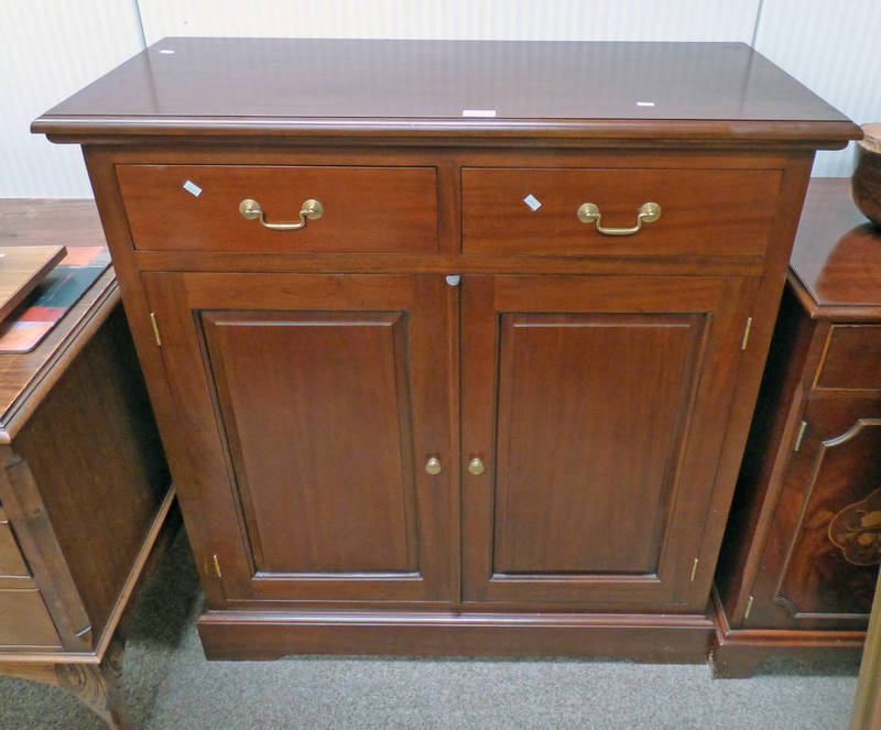 19TH CENTURY STYLE MAHOGANY CABINET OF 2 DRAWERS OVER 2 PANEL DOORS WIDTH 97 CM X HEIGHT 105 CM