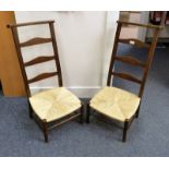 PAIR OF ARTS & CRAFTS CHAIRS WITH SPAR BACKS & TURNED SUPPORTS