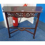 MAHOGANY SIDE TABLE WITH DECORATIVE FRET WORK,