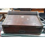 19TH CENTURY MAHOGANY CAMPAIGN DESK WITH TAMBOUR ROLL-TOP & FITTED INTERIOR,