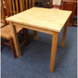 BEECH WOOD KITCHEN TABLE ON SQUARE SUPPORTS,