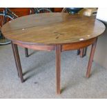 19TH CENTURY MAHOGANY D-END DINING TABLE ON SQUARE SUPPORTS,