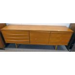 TEAK SIDEBOARD OF 4 DRAWERS AND 2 PANEL DOORS LENGTH 198 CM X HEIGHT 74 CM Condition