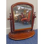 19TH CENTURY MAHOGANY DRESSING TABLE MIRROR WITH BOBBIN DECORATION