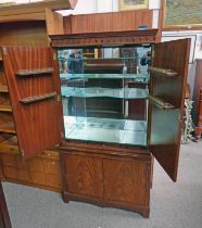 INLAID MAHOGANY COCKTAIL CABINET WITH FITTED INTERIOR BEHIND 2 PANEL DOORS,
