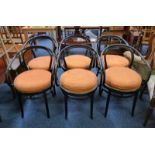 SET OF 6 THONET STYLE BENTWOOD ARMCHAIRS WITH BERGERE SEATS Condition Report: The