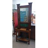 EARLY 20TH CENTURY INLAID OAK HALLSTAND WITH INSET TILES 200 CM TALL Condition Report: