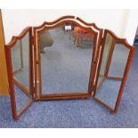 WALNUT 3 PART DRESSING TABLE MIRROR