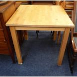 BEECH WOOD KITCHEN TABLE ON SQUARE SUPPORTS,