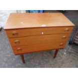 TEAK CHEST OF 3 DRAWERS ON TAPERED SUPPORTS WIDTH 75 CM X HEIGHT 75 CM Condition Report: