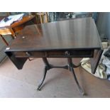 MAHOGANY SOFA TABLE WITH 2 DRAWERS,