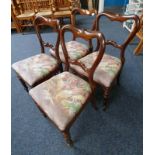 SET OF 4 19TH CENTURY ROSEWOOD DINING CHAIRS ON TURNED SUPPORTS