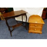 PINE LOW BEDSIDE CHEST OF 2 DRAWERS, WIDTH 47CM X HEIGHT 45CM,
