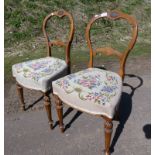 PAIR OF 19TH CENTURY MAHOGANY HAND CHAIRS WITH DECORATIVE INLAY & CARVING IN BACK ON REEDED