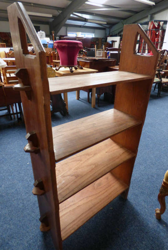 LATE 19TH/EARLY 20TH CENTURY OAK OPEN BOOKCASE,