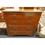 EARLY 20TH CENTURY OAK CHEST OF 2 SHORT OVER 3 LONG DRAWERS ON BRACKET SUPPORTS,