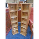 PAIR OF BEECH CD SHELVES,