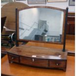 19TH CENTURY INLAID MAHOGANY DRESSING TABLE MIRROR WITH 3 DRAWERS IN BASE ON BRACKET SUPPORTS