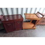 TEAK TROLLEY AND MAHOGANY HOSTESS TROLLEY